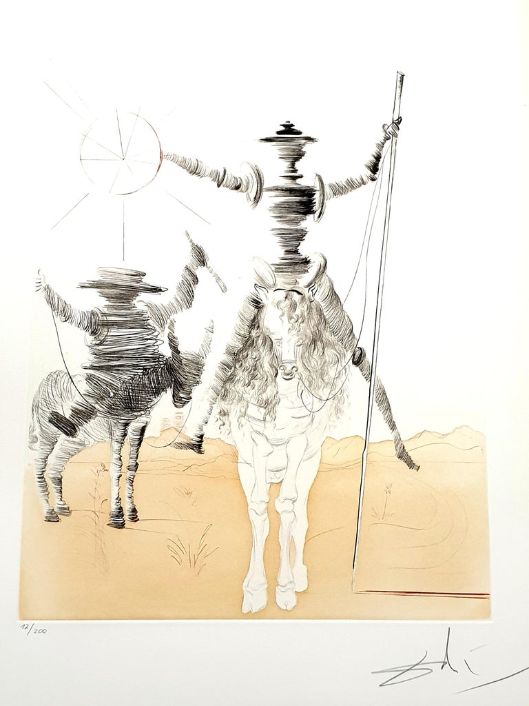 Salvador Dalí - Salvador Dali - Don Quixote and Sancho - Original Hand  Signed Etching For Sale at 1stDibs