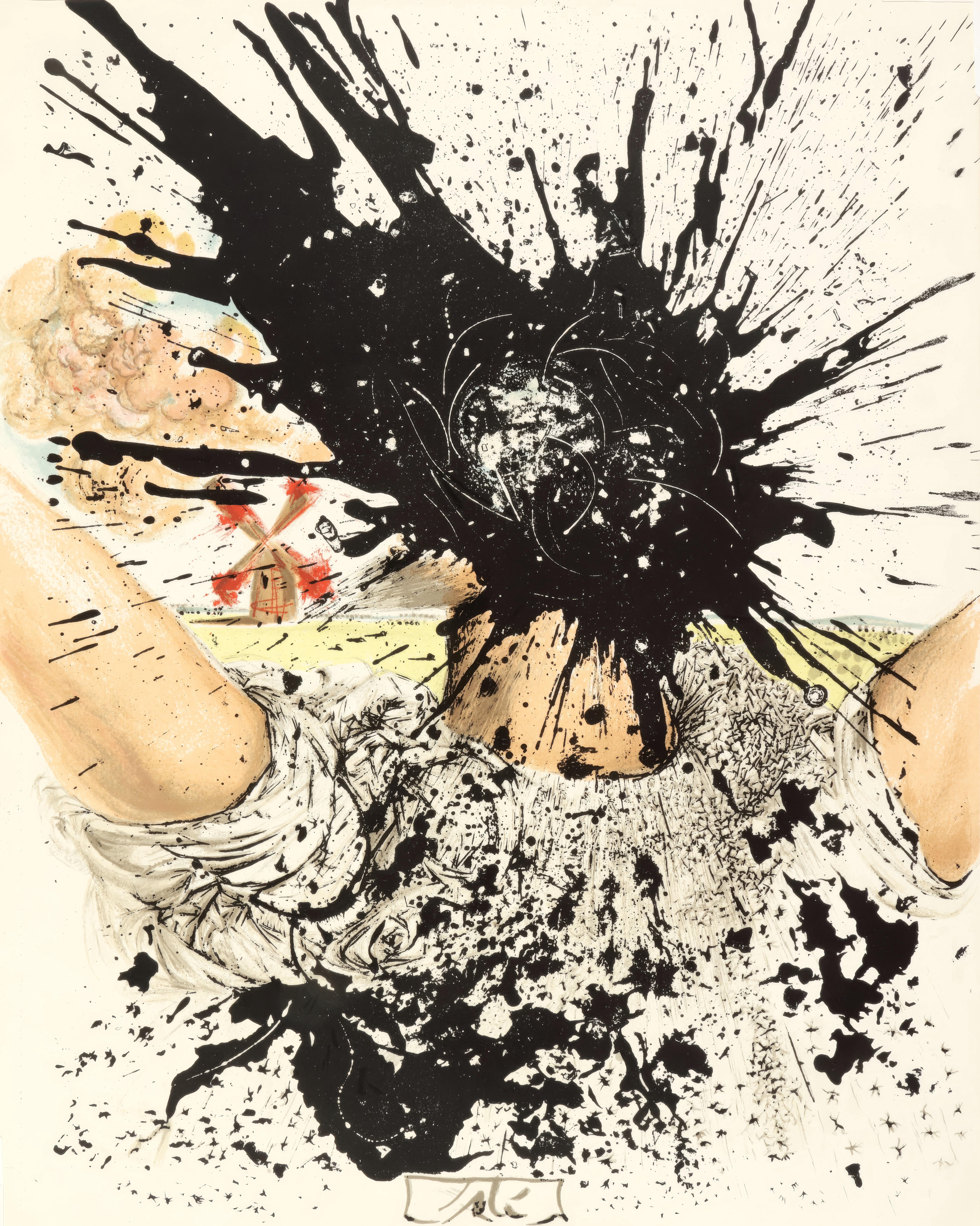 Salvador Dalí Figurative Print - Salvador Dali, Don Quixote with the Exploding Head, 1957