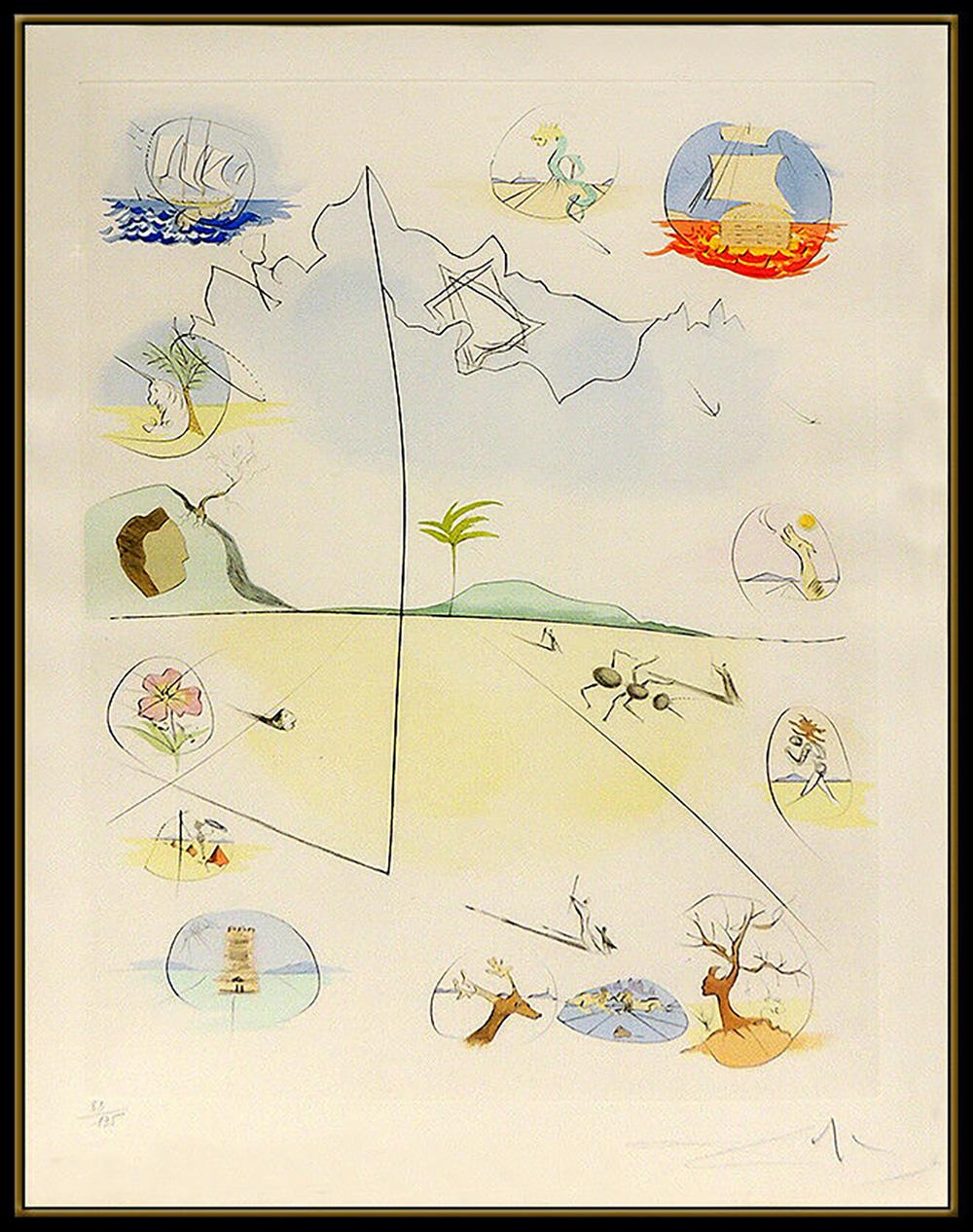 Salvador Dali Drypoint Color Etching Hand Signed Frontispiece Israel Tribes Art - Print by Salvador Dalí