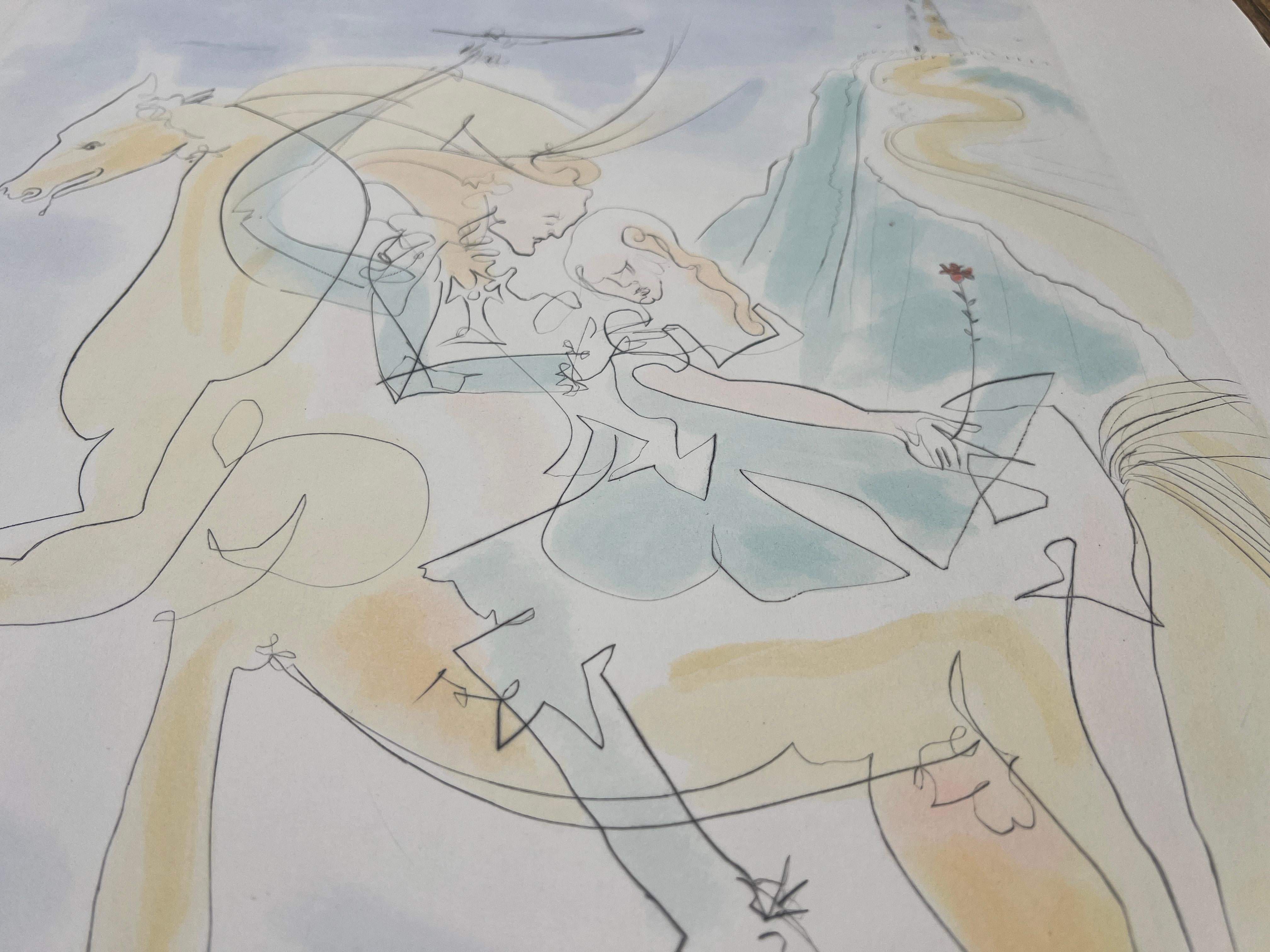 Salvador Dalí (1904-1989) - Gravure à la pointe sèche avec pochoir sur papier Rives - 1971 en vente 2