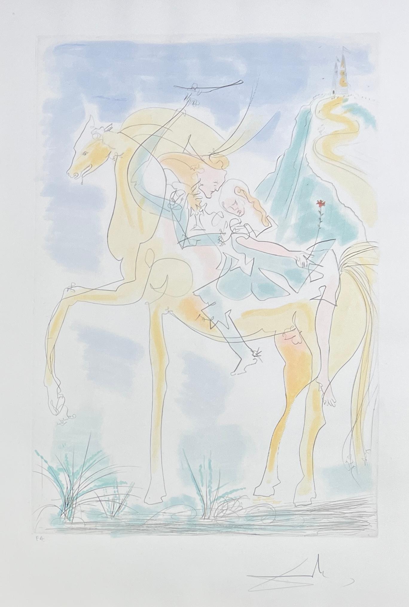 Salvador Dalí (1904-1989) - Gravure à la pointe sèche avec pochoir sur papier Rives - 1971 en vente 3