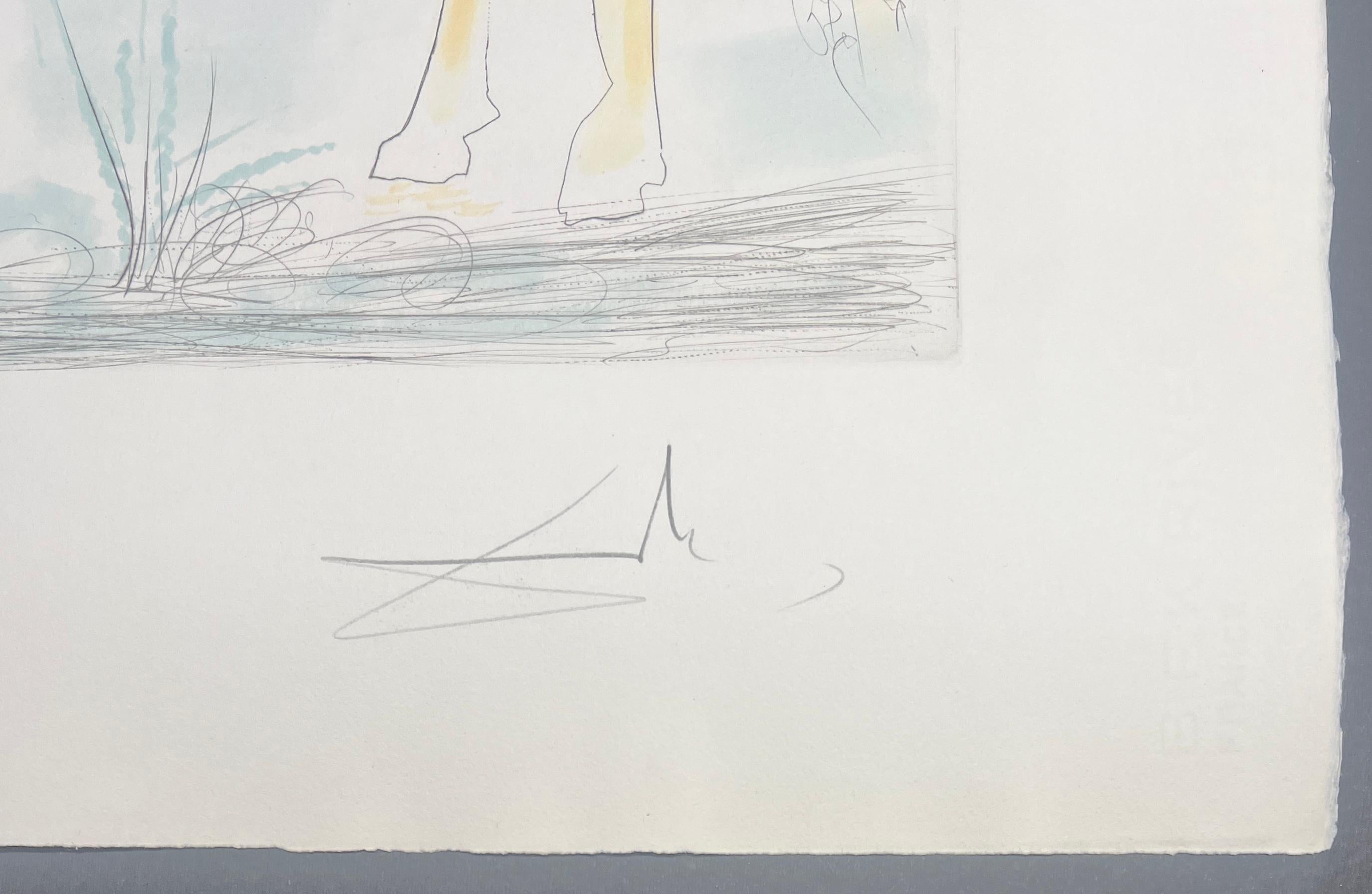 Salvador Dalí (1904-1989) - Gravure à la pointe sèche avec pochoir sur papier Rives - 1971 en vente 5