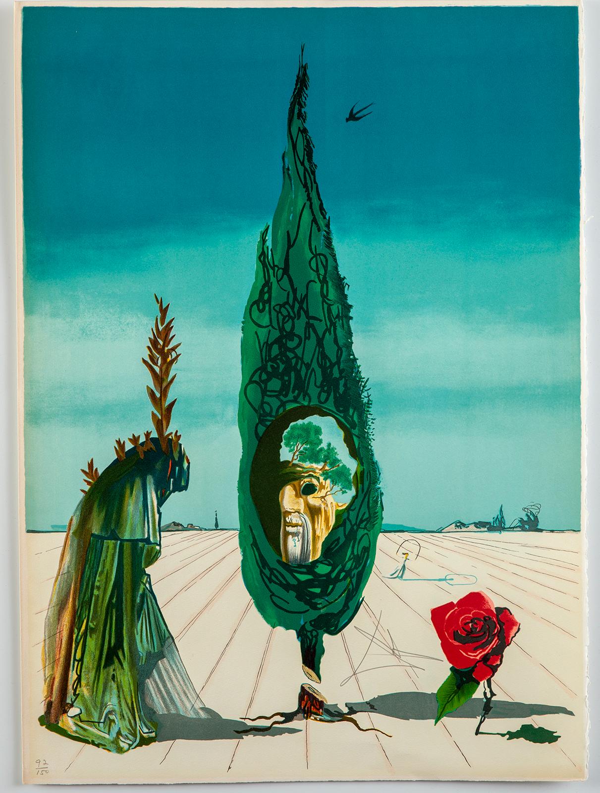 Salvador Dali Enigma of The Rose (Death) Contemporary Art Surrealist Lithograph - Print by Salvador Dalí