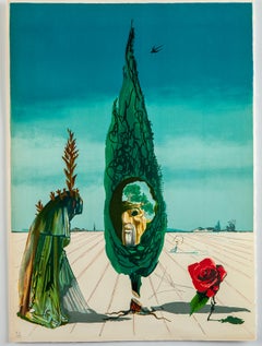 Vintage Salvador Dali Enigma of The Rose (Death) Contemporary Art Surrealist Lithograph