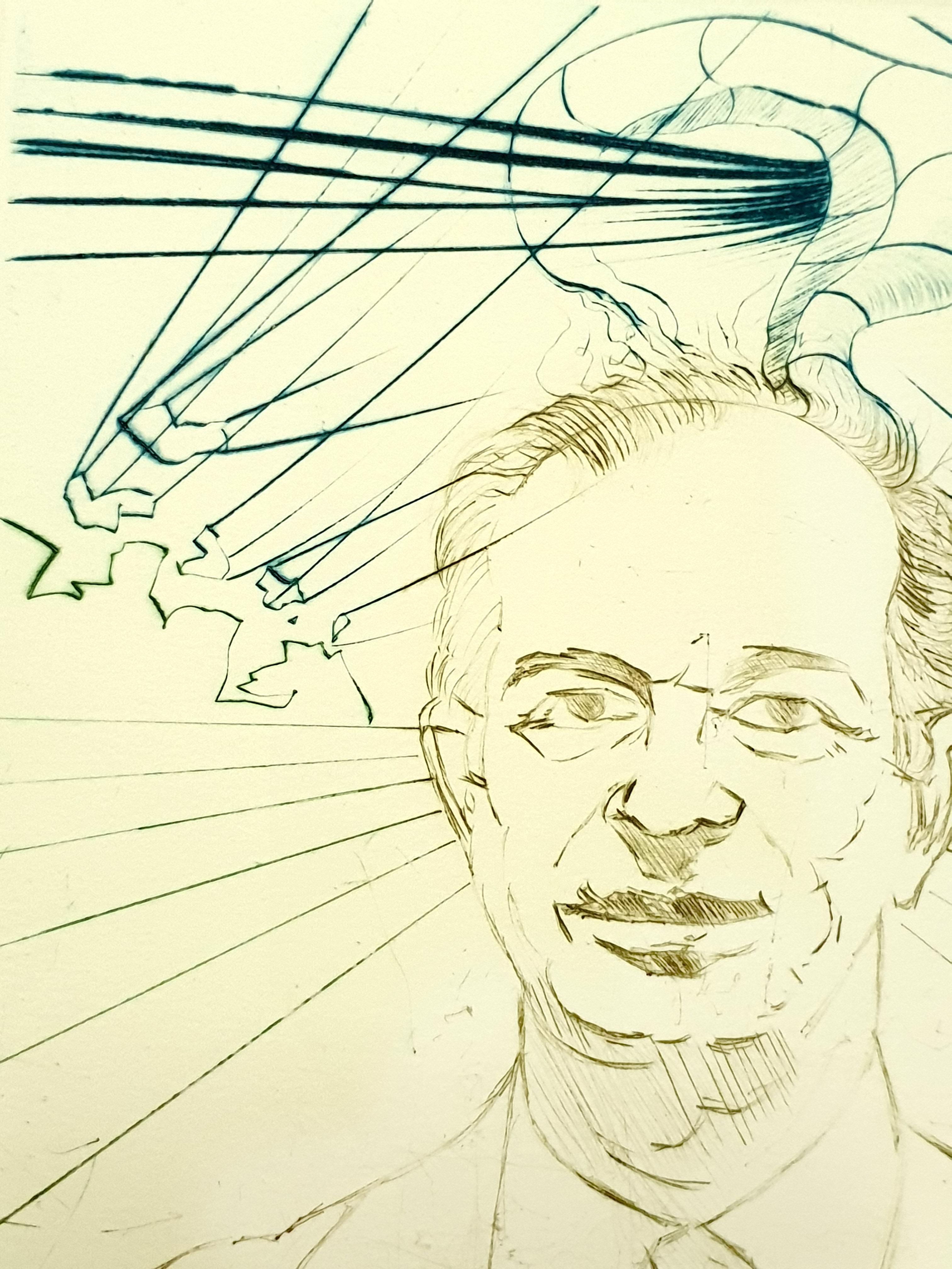 Salvador Dali - Enrico Fermi - Incisione originale firmata a mano in vendita 2