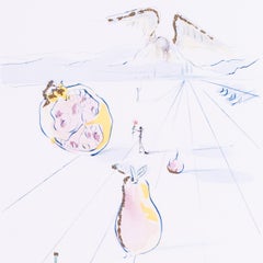Grabado de Salvador Dalí, coloreado a mano con polvo de oro, 1971, firmado