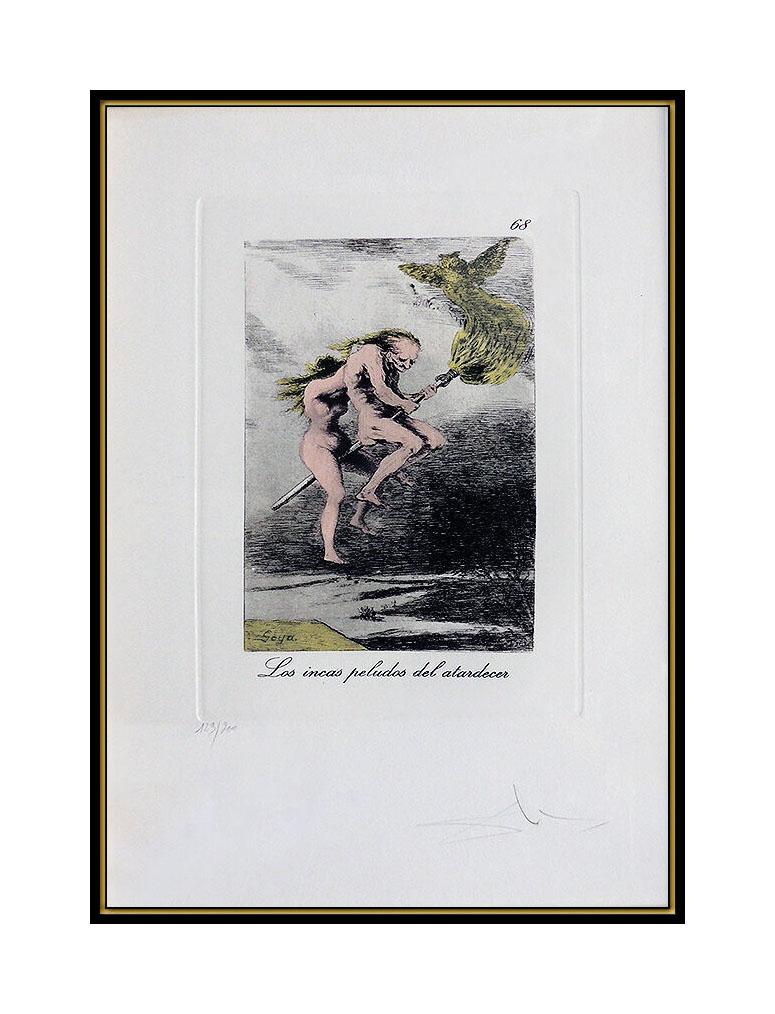 Salvador Dali Etching HAND SIGNED Original Surreal Artwork Les Caprices De Goya - Print by Salvador Dalí