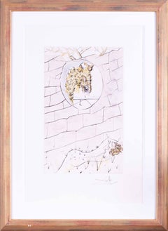 Grabado de Salvador Dalí impreso a color y rematado con tinta dorada, 1971, firmado