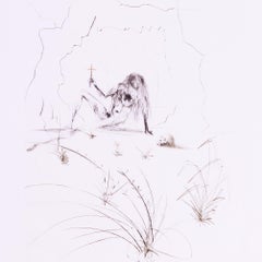 Salvador Dali etching, signed with monogram, Frere Ogrin l’ermite