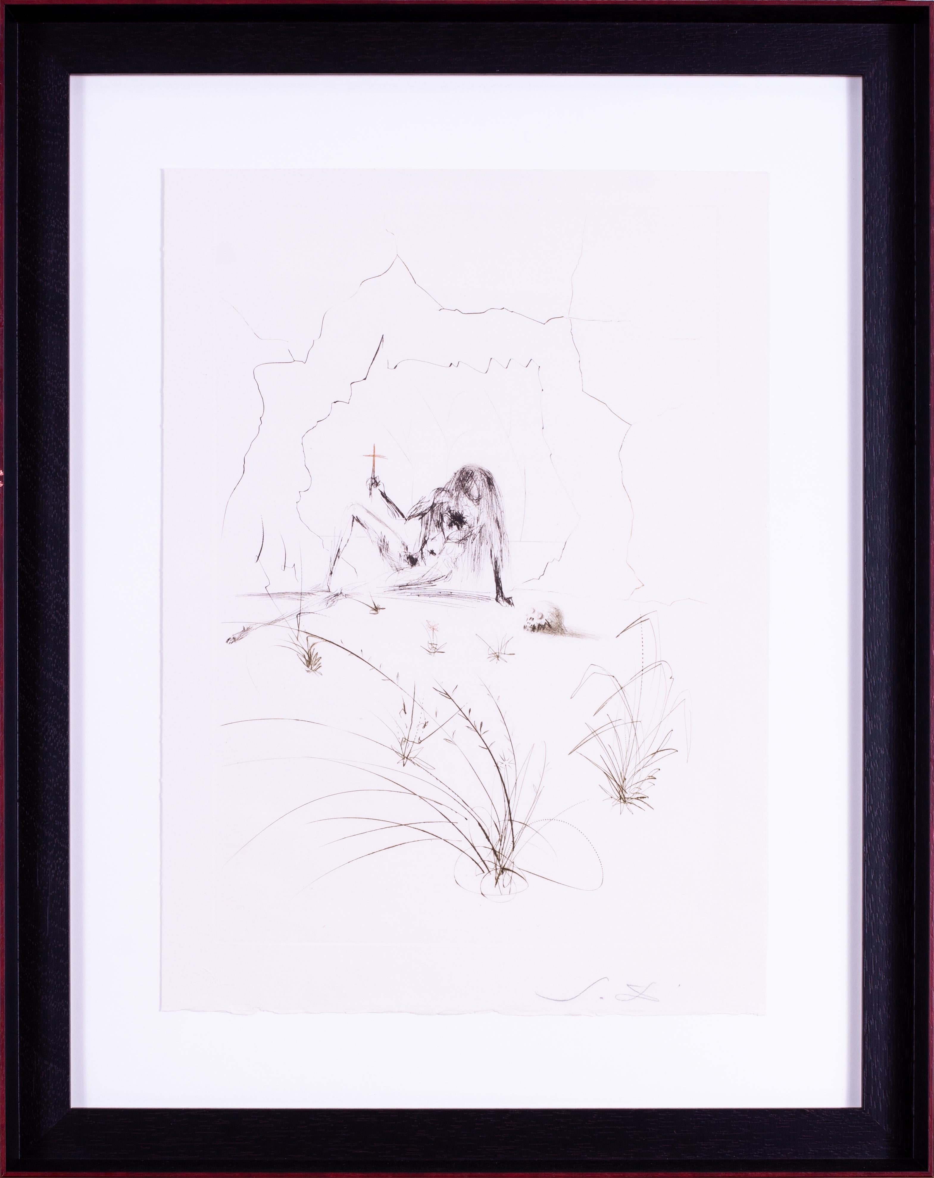 Salvador Dalí Figurative Print - Salvador Dali etching, signed with monogram, Frere Ogrin l’ermite