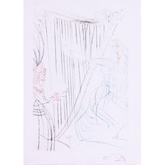 Salvador Dali etching, signed with monogram, La Reine Iseult and her daughter
