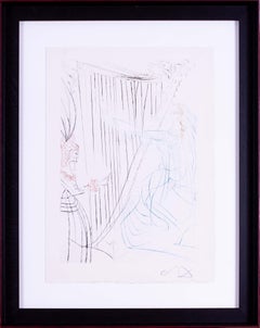 Salvador Dali etching, signed with monogram, La Reine Iseult and her daughter