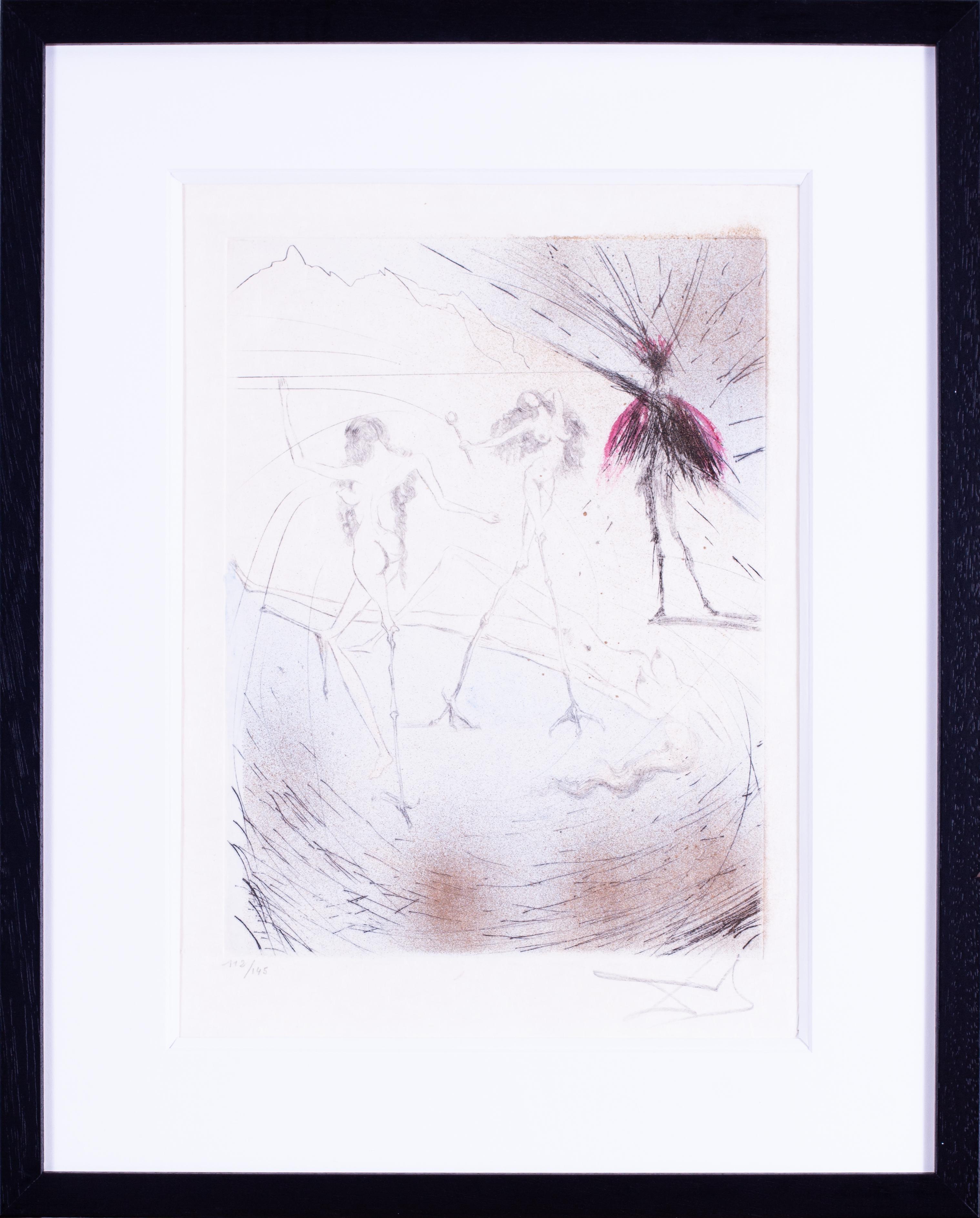 Salvador Dalí (1904-1989)
« Femmes-Poules », extrait de Faust (La Nuit de Walpurgis) (Field 69-1I ; M&L 308k)
Gravure à la pointe sèche et à la roulette, imprimée en couleurs, 1969
signé au crayon
numéroté à partir de l'édition n° 145
imprimé par