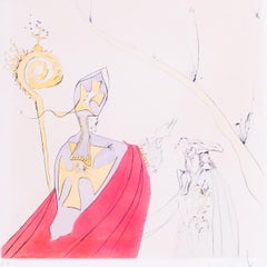 Grabado de Salvador Dalí en punta seca, 1974, firmado y con la inscripción «EA»