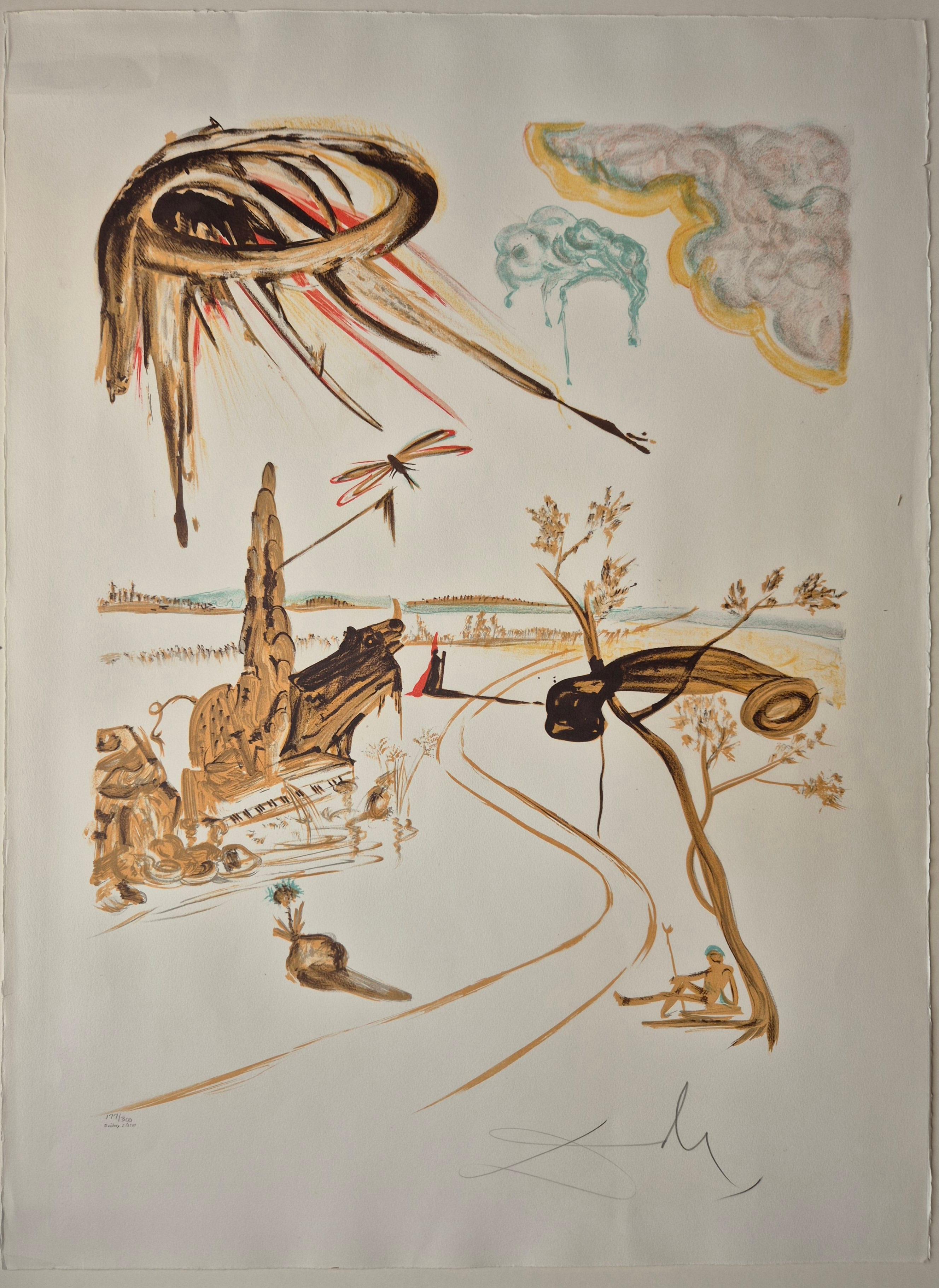 Salvador Dali
Fantastic Voyage, 1965
Lithograph
Hand Signed lower right
Numbered:  177/300 lower left
Image size: 60 x 46 cm
Sheet size: 76 x 56 cm
Published by Sidney Lucas, New York and with their ink stamp lower left, with Peter Lucas
