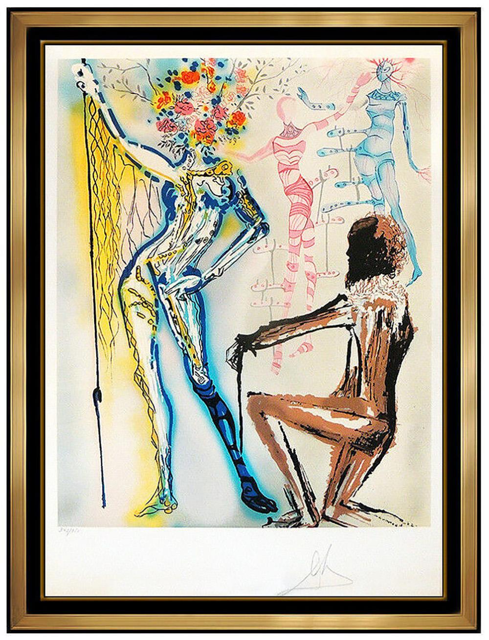 Salvador Dalí Portrait Print - Salvador Dali Fashion Designer Original Color Lithograph Hand Signed Surreal Art