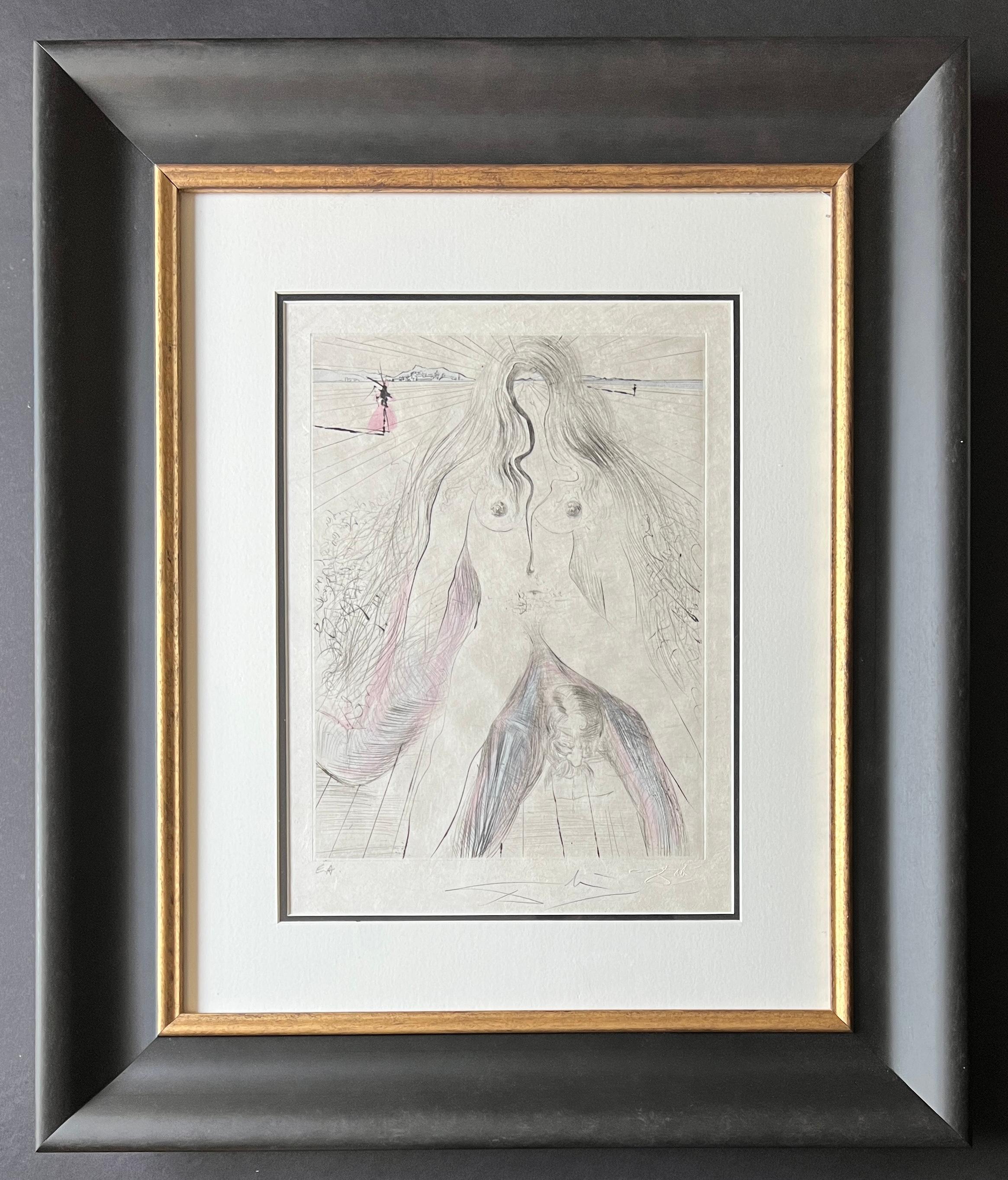 Salvador Dalí – Femme à cheval - hand watercolored drypoint etching – 1969 For Sale 10