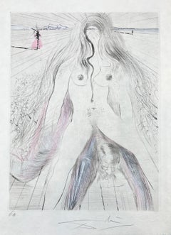 Salvador Dalí – Femme à cheval - hand watercolored drypoint etching – 1969