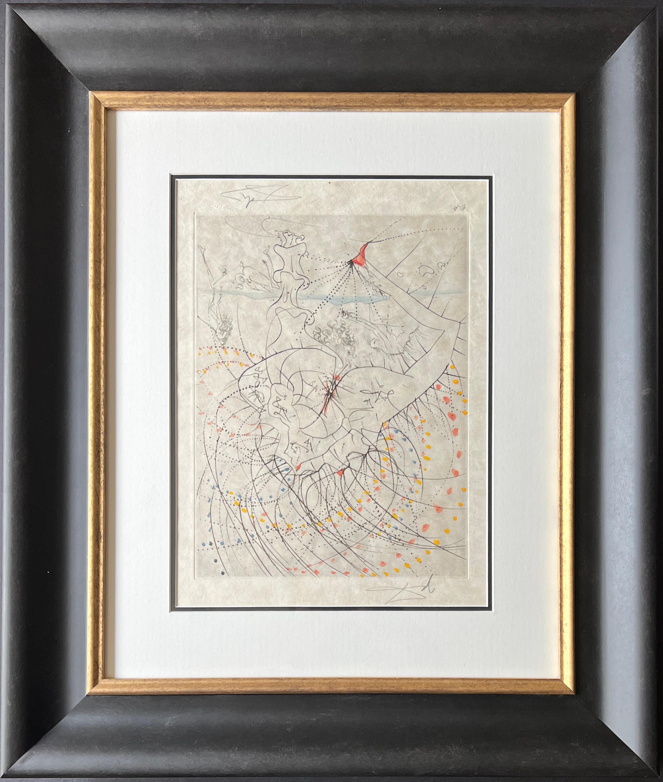 Salvador Dalí – Femme-feuille – hand watercolored drypoint etching – 1969 For Sale 1