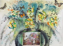 Salvador Dali, Fleurs et Fruite, Lithograph with collage