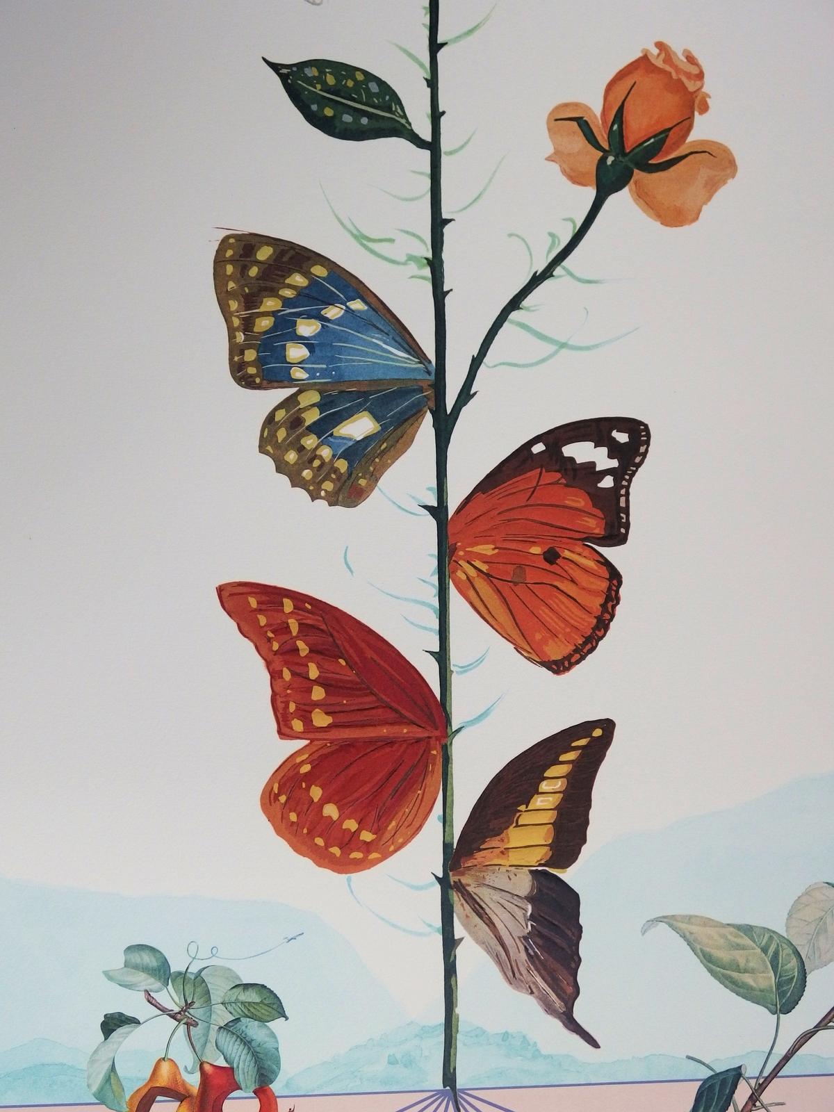Salvador Dali - Flordali II, papillon rose - Gris Animal Print par Salvador Dalí