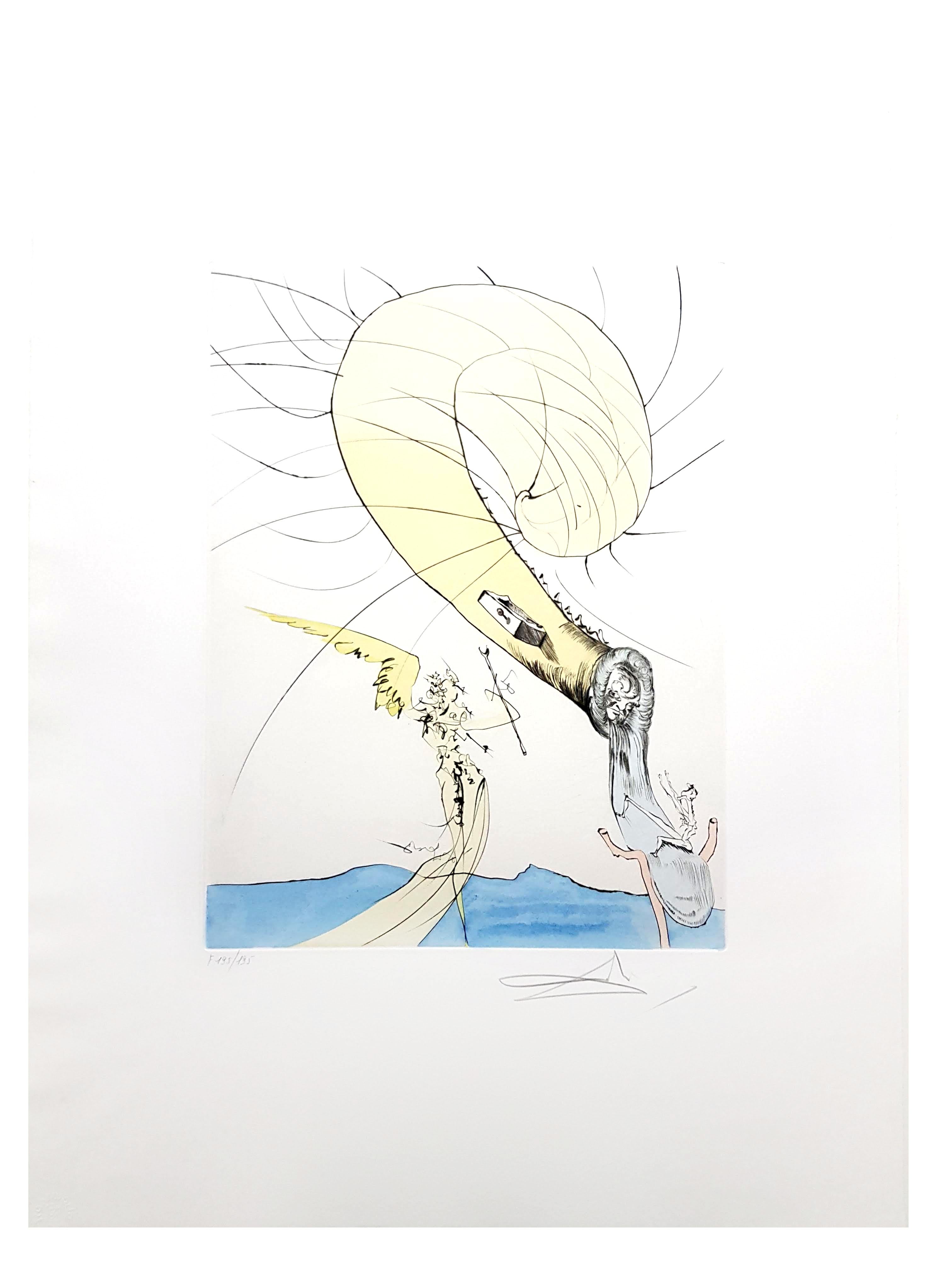 Salvador Dali - Freud mit einem Schneckenkopf - Original signierter Kupferstich im Angebot 2