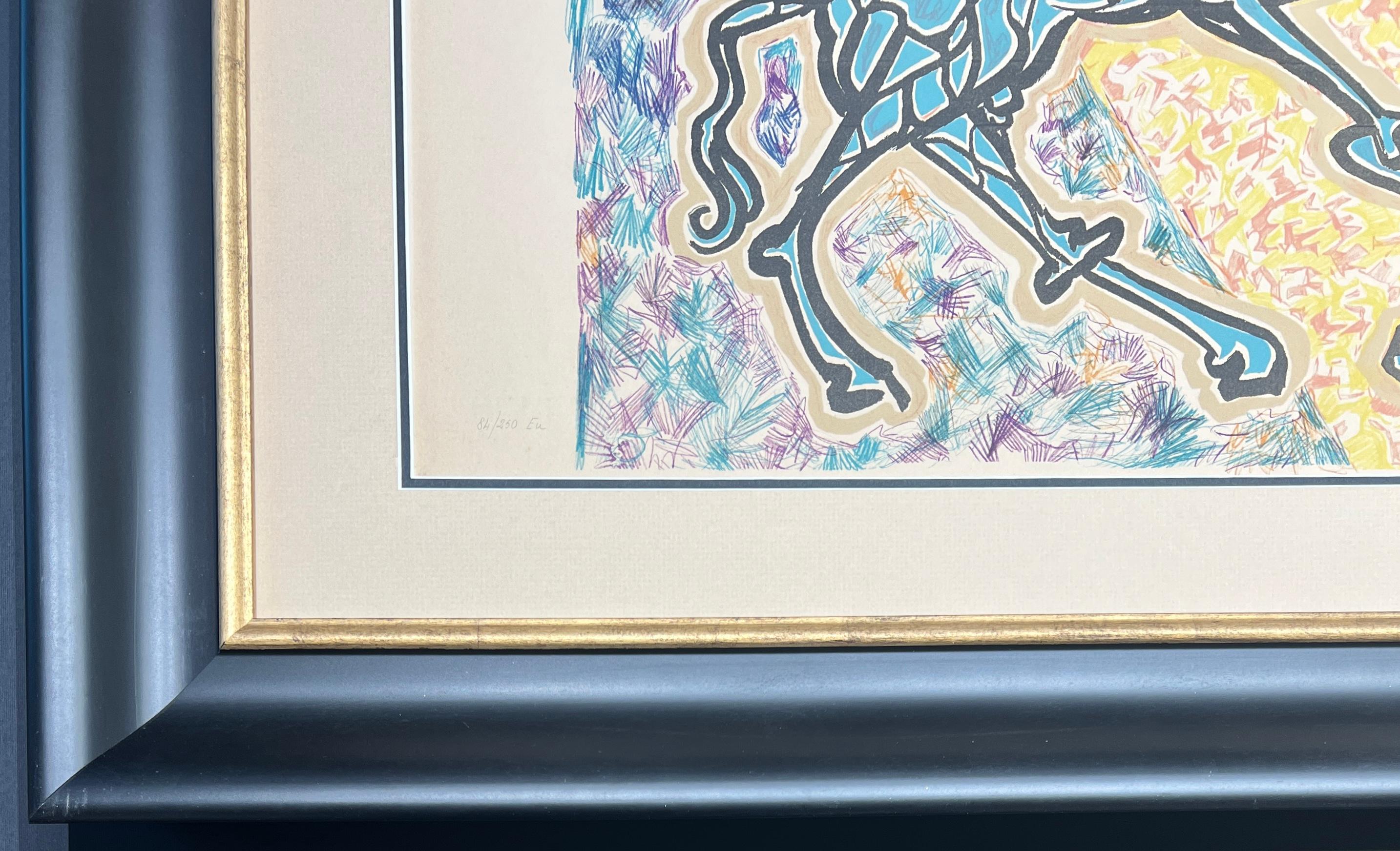 Coloured lithograph on Arches paper.
Limited edition, numbered as 84/250.
Signed in pencil by artist.

Paper size: 47 x 63 cm
Framed size: 73 x 90,5 cm
very good conditions, some slight paper oxidation

Bibliography: Dalì - Catalogue Raisonnè of