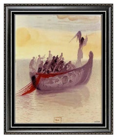 Salvador Dali Glazed Ceramic Ship of Souls Divine Comedy Canto Signed Artwork