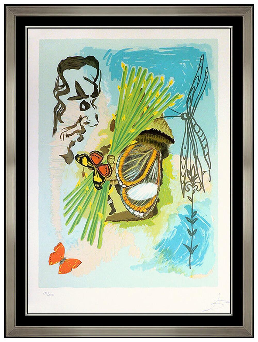 Salvador Dalí Animal Print - Salvador Dali Hand Signed Color Lithograph The Overseer Ivanhoe Butterfly Art