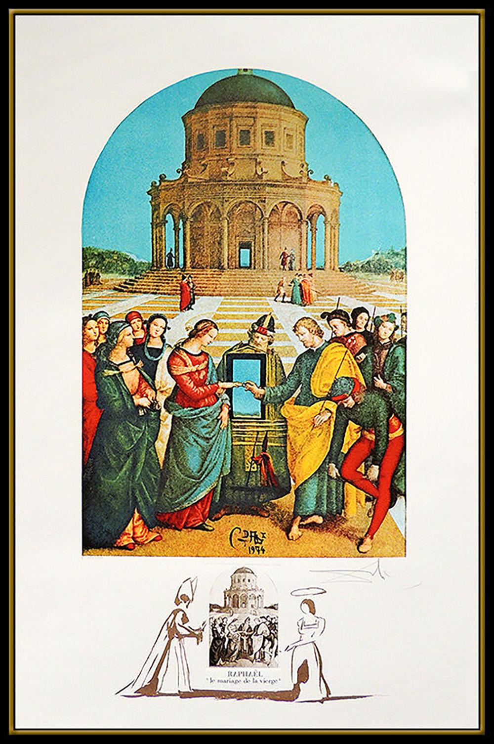 Salvador Dali Hand Signed Original Lithograph Raphael Le Marriage de Vierse Art - Surrealist Print by Salvador Dalí