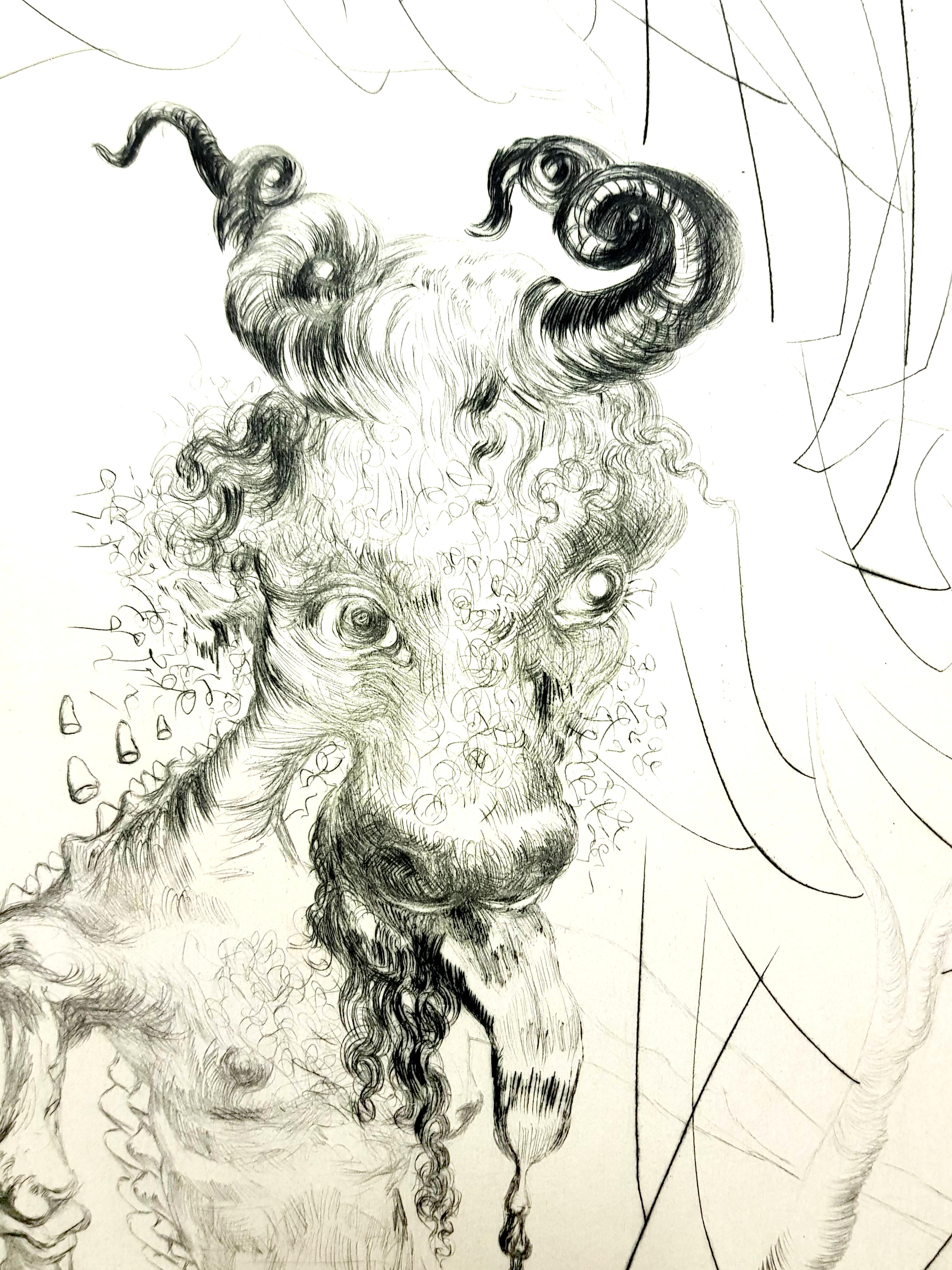 Salvador Dali - Tête de sarcelle - Eau-forte originale - Blanc Nude Print par Salvador Dalí