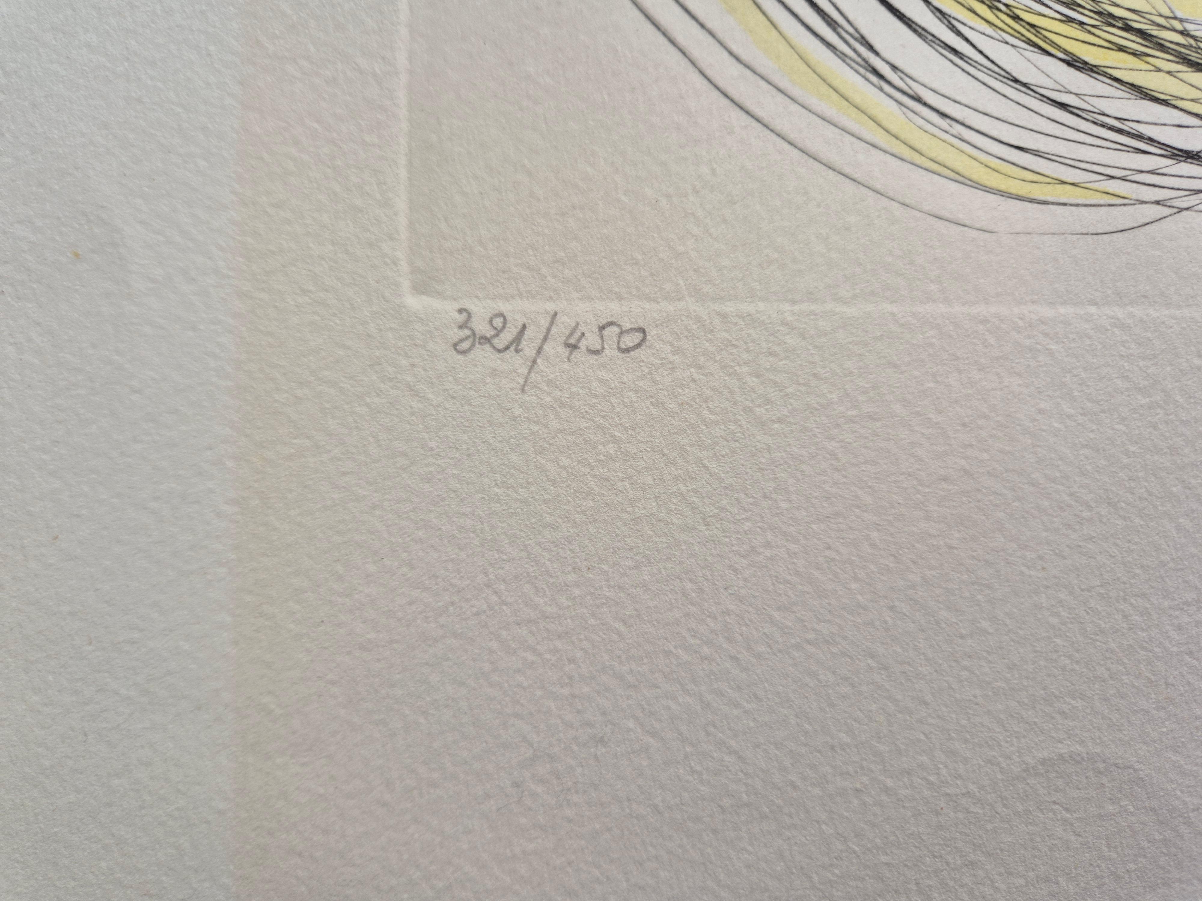 Salvador Dali
Hommage an Leonardo da Vinci, 1975
Handsigniert unten rechts
Nummeriert 321/450
Blattgröße 76 x 56 cm
Gedruckt bei Ateliers Rigal, Paris
Herausgegeben von Transworld Art, New York.
Referenz Michler/Löpsinger 808-819; Feld 75-8