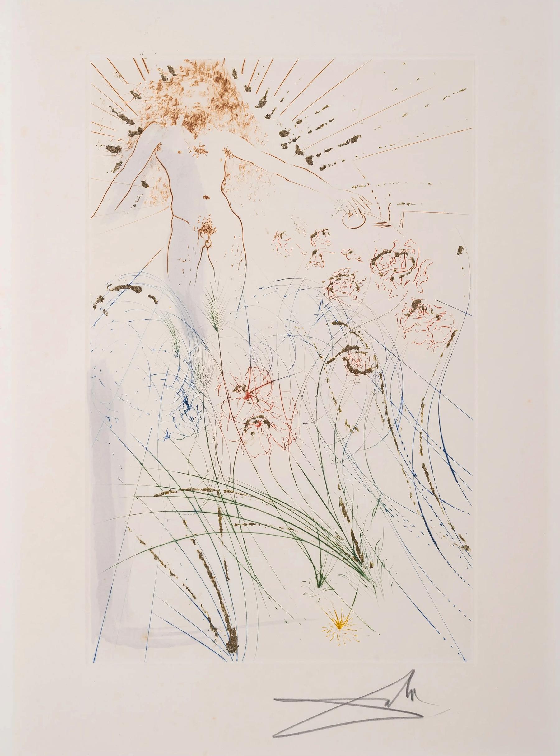 Salvador Dali: „Ich bin meine Geliebte“, aus dem Gedicht von König Solomon – Print von Salvador Dalí