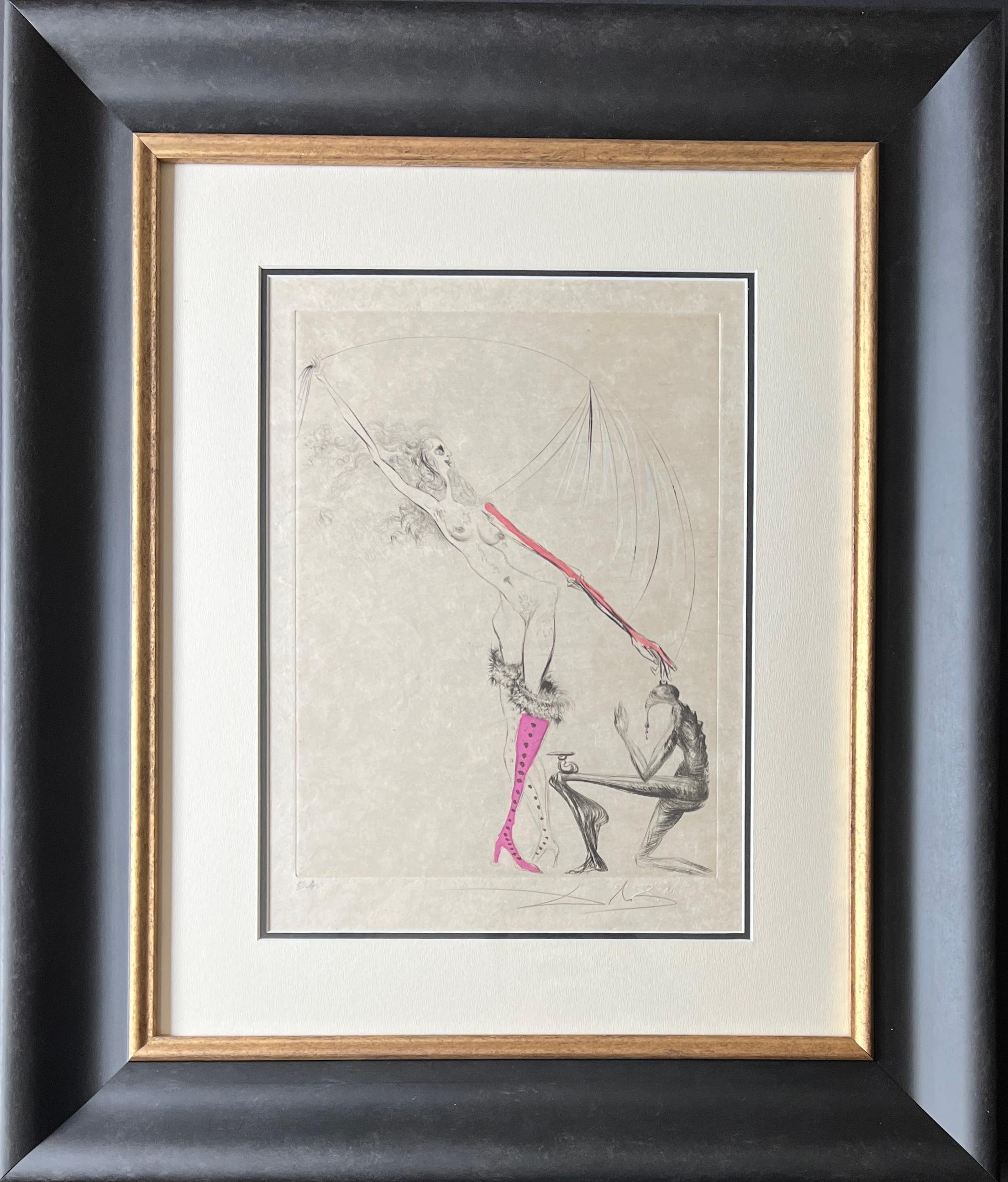 hand watercolored drypoint etching on extremely fine Japanese paper, edited in 1969
limited edition of 145 copies water-colored
, numbered in lower left corner ea ( artist proof )
signed in pencil by artist in lower right corner
paper size: 38.5 x