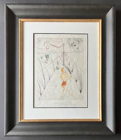 Salvador Dalí – La Femme au fouet – hand watercolored drypoint etching – 1969