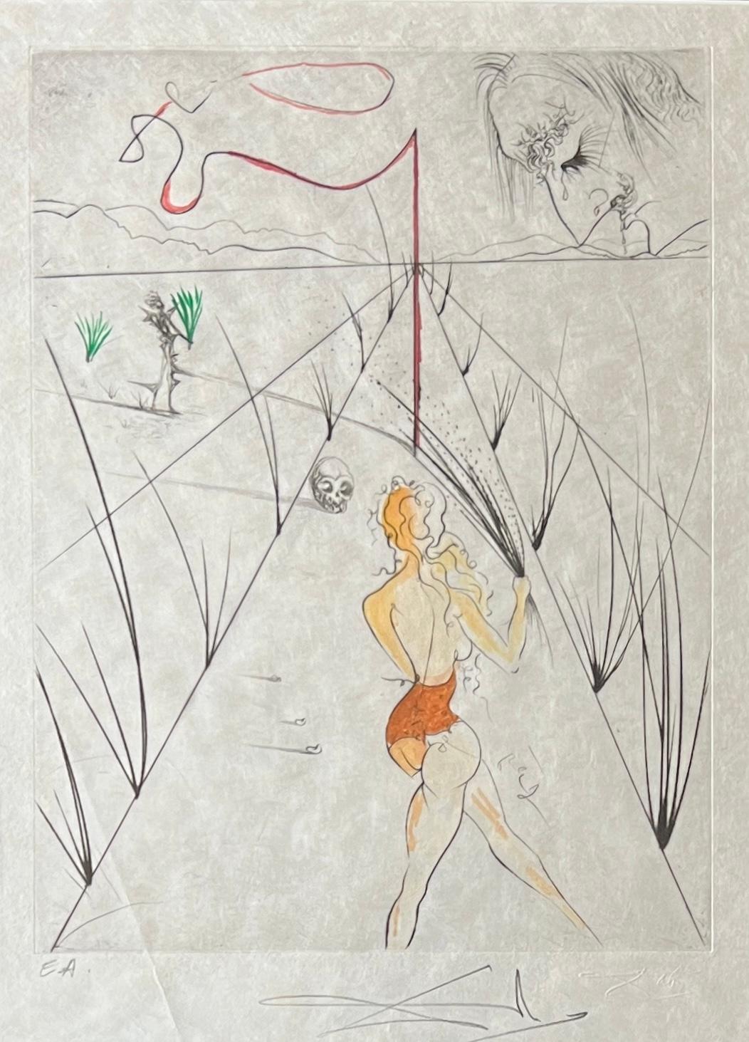 Salvador Dalí - La Femme au fouet - aguafuerte en punta seca acuarelado a mano - 1969 2
