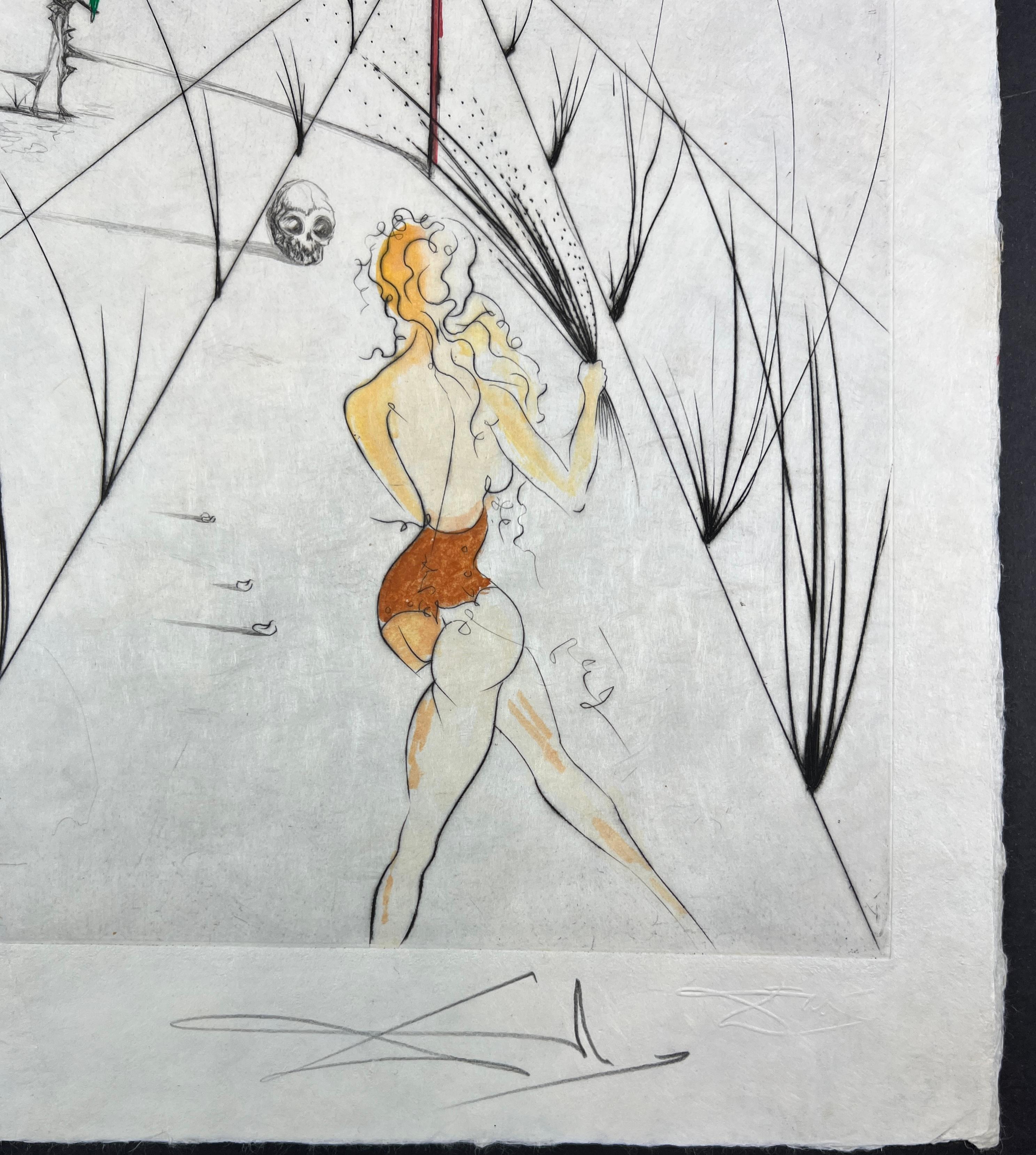 Salvador Dalí - La Femme au fouet - aguafuerte en punta seca acuarelado a mano - 1969 7