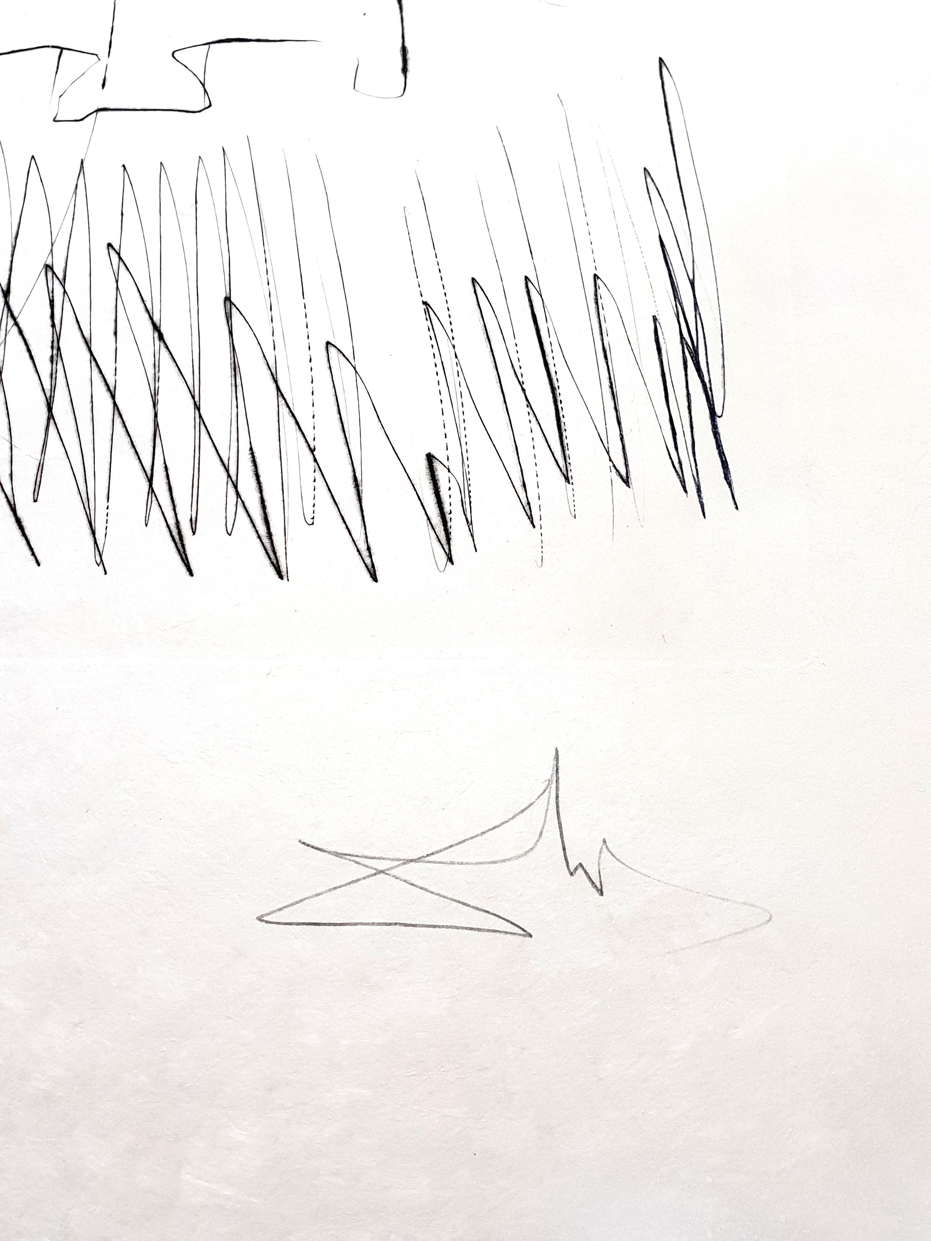 Salvador Dalì - Ritratto di La Fontaine - Incisione autografa - Print di Salvador Dalí