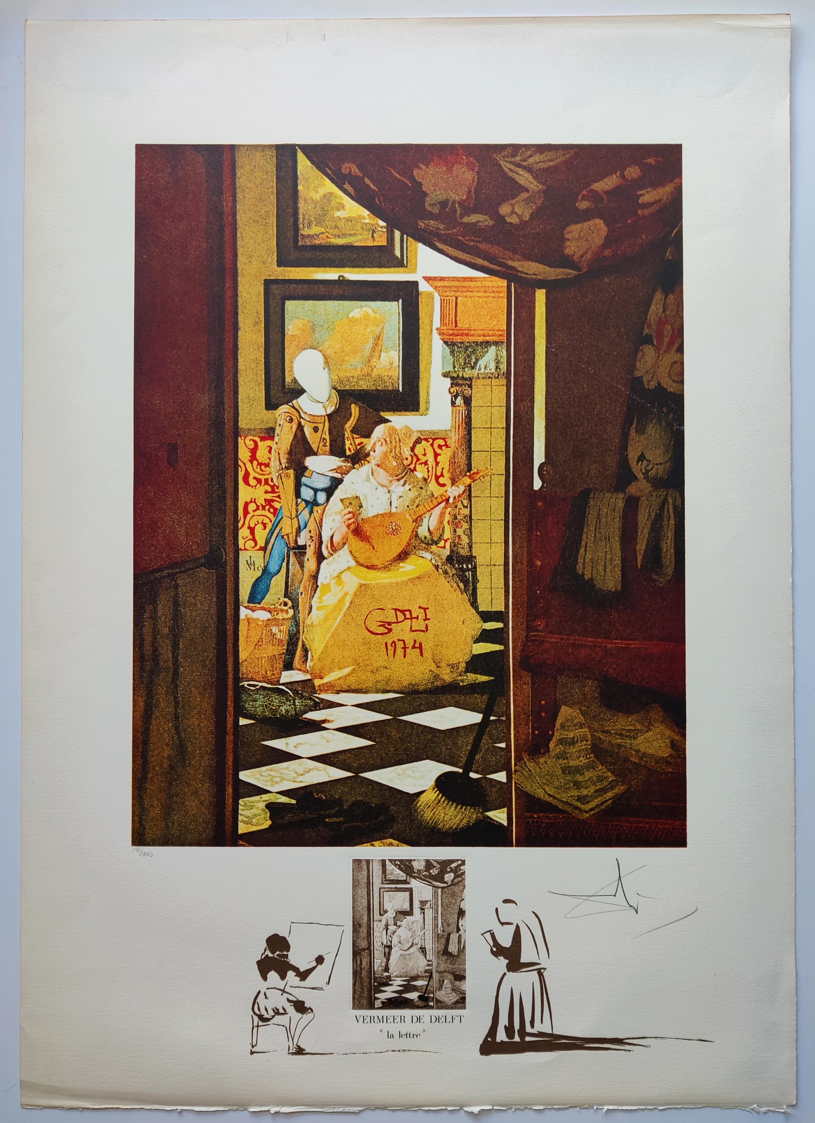 Salvador Dali – La Lettre von Vermeer, 1974 – Print von Salvador Dalí