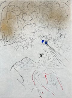 Salvador Dalí – La Tête ( The Head ) – hand watercolored drypoint etching – 1969