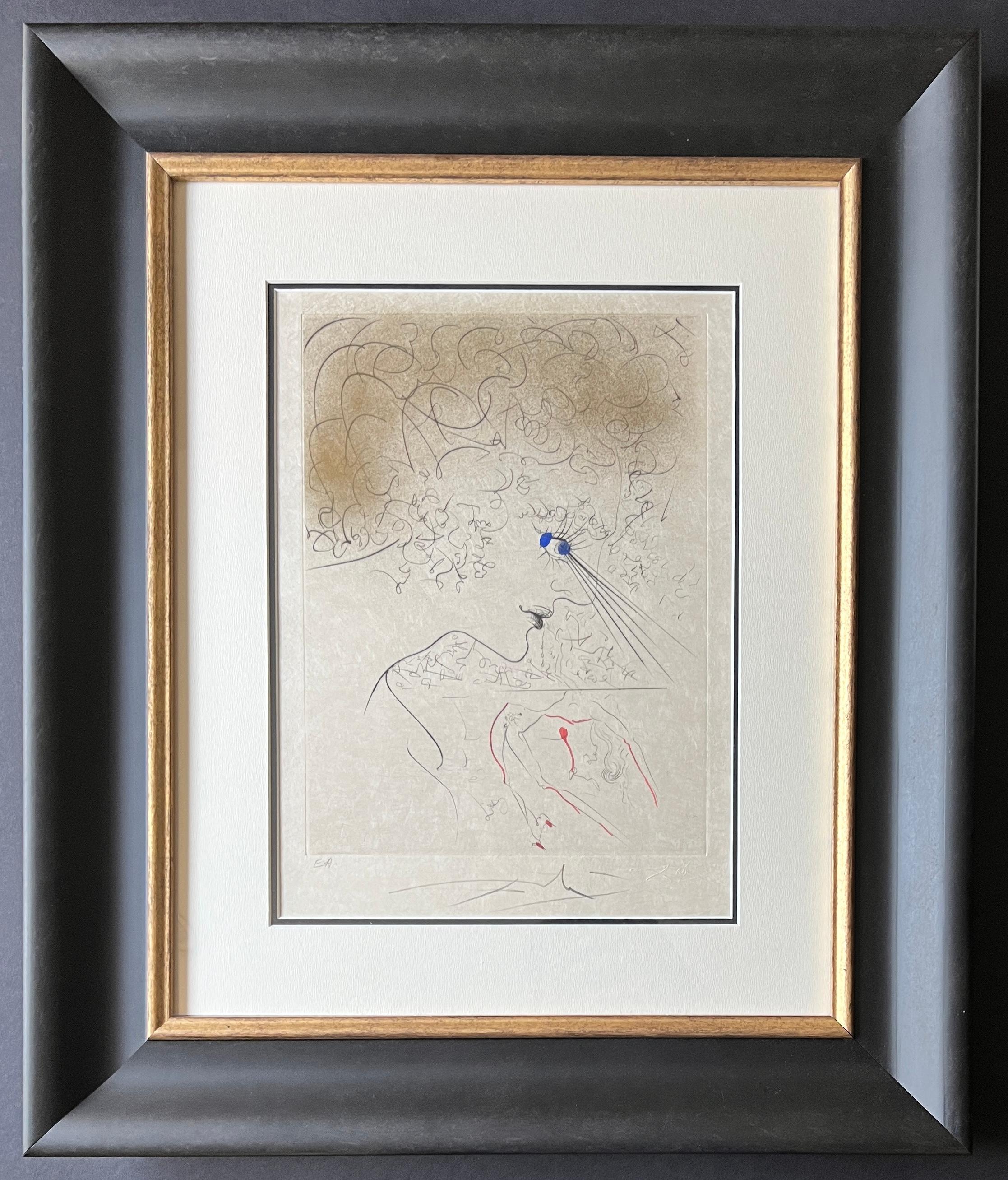 Salvador Dalí – La Tête ( The Head ) – hand watercolored drypoint etching – 1969 For Sale 6