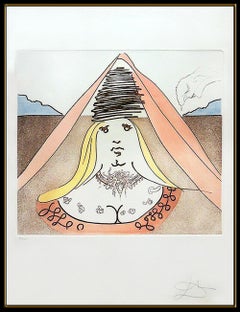 Salvador Dali Lady Dulcinea Farbradierung, handsignierte Don Quixote Surreale Kunst