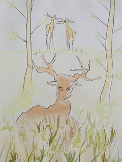 Salvador Dali, Le Cerf Malade, signierte Radierung, Farblithographie, Pochoir, Farblithographie