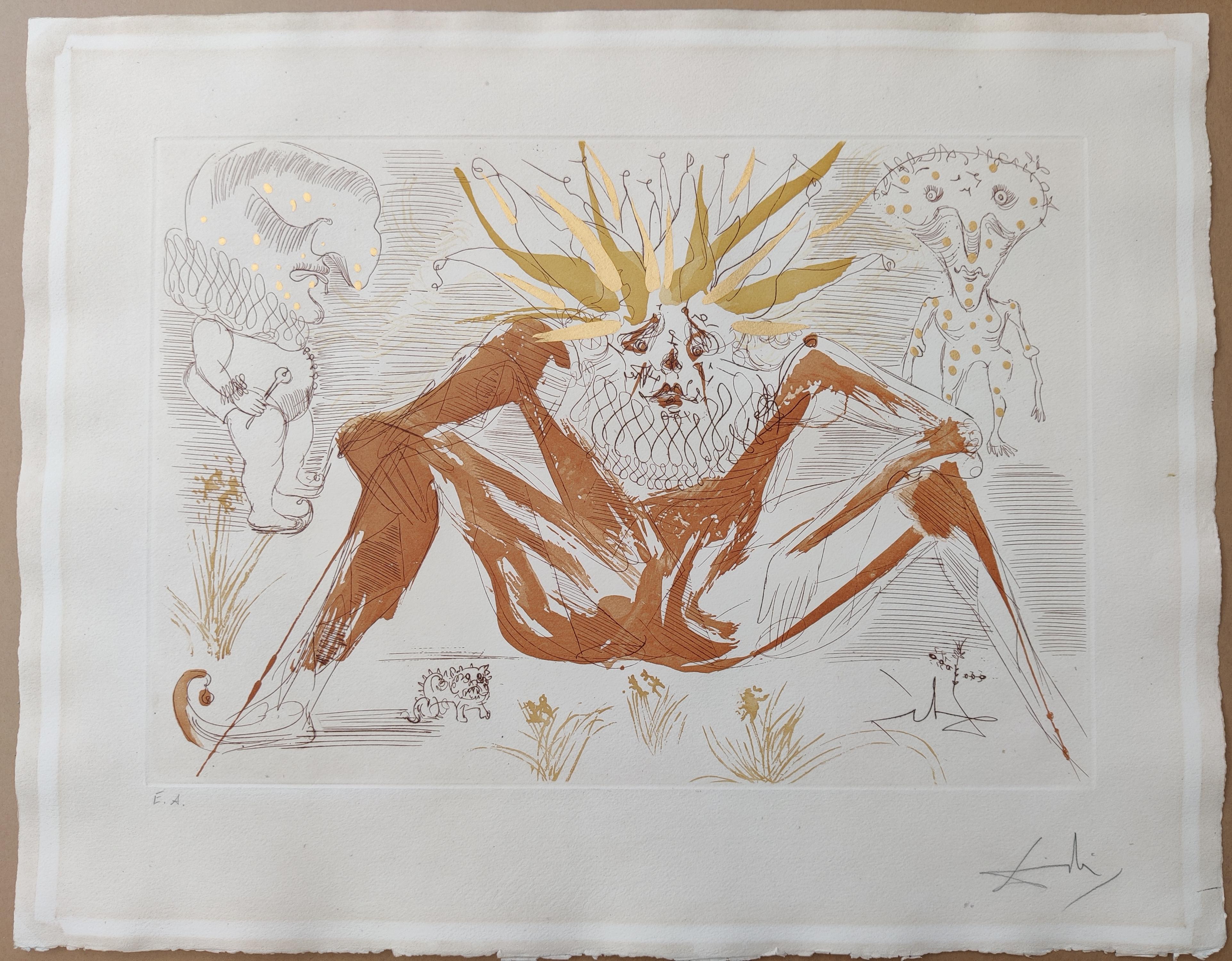 Salvador Dali
Le Cirque Le Fou (Clown), 1965
Gravure à l'eau-forte
Signé à la main en bas à droite
Edition AP en bas à gauche
Taille de l'image 36 x 52 cm
Taille de la feuille 52 x 67 cm
Éditeur : Jean Schneider, Bâle/Berggruen, Paris
