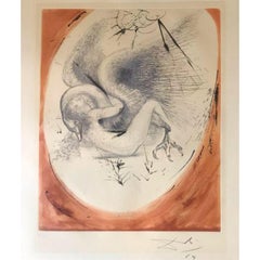 Salvador Dalí - Leda And The Swan - Drypoint Etching Hand-Colored, 1964