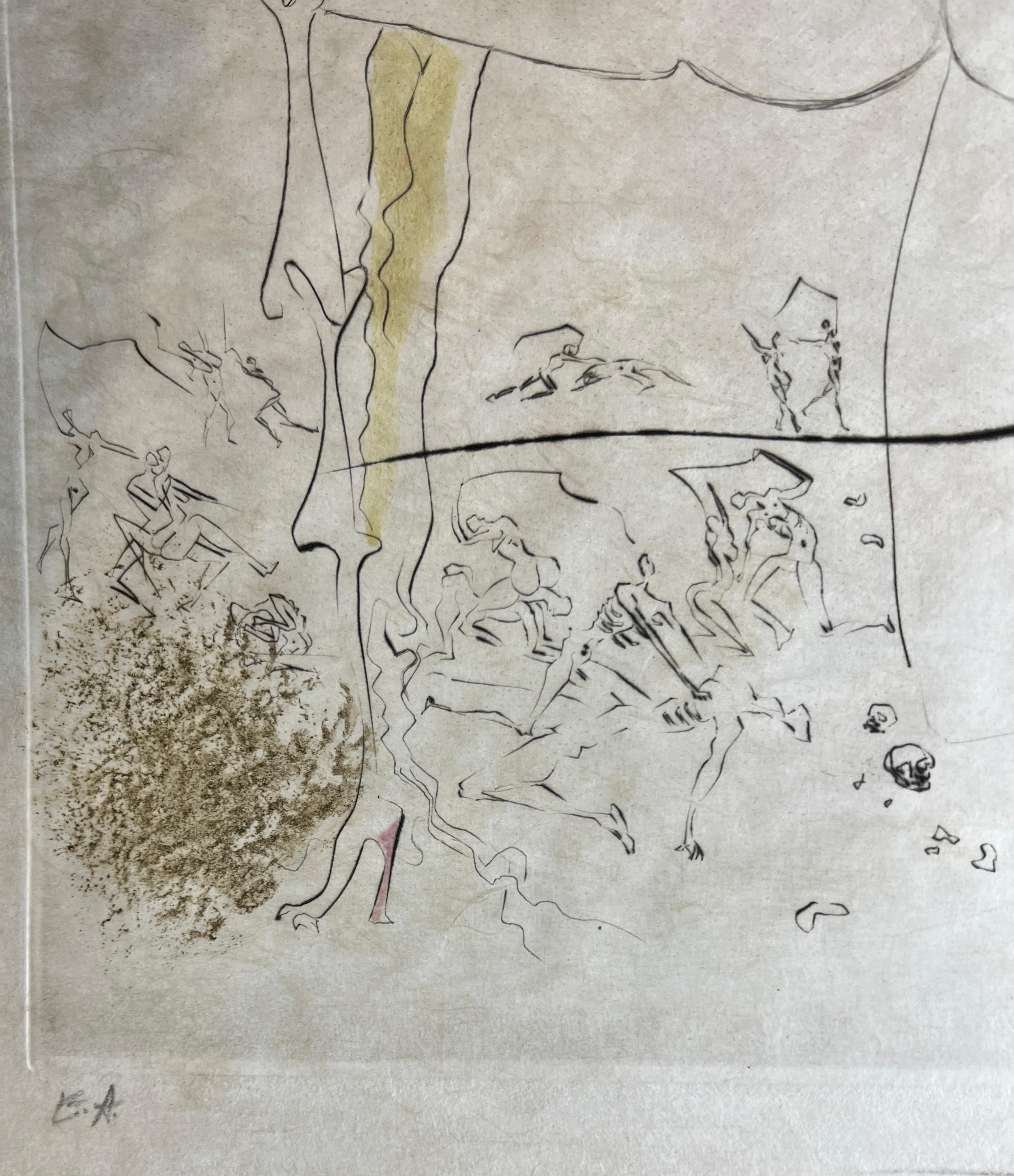 Salvador Dalí  - Les Fesses piquantes - gravure à la pointe sèche aquarellée à la main -1969 en vente 9