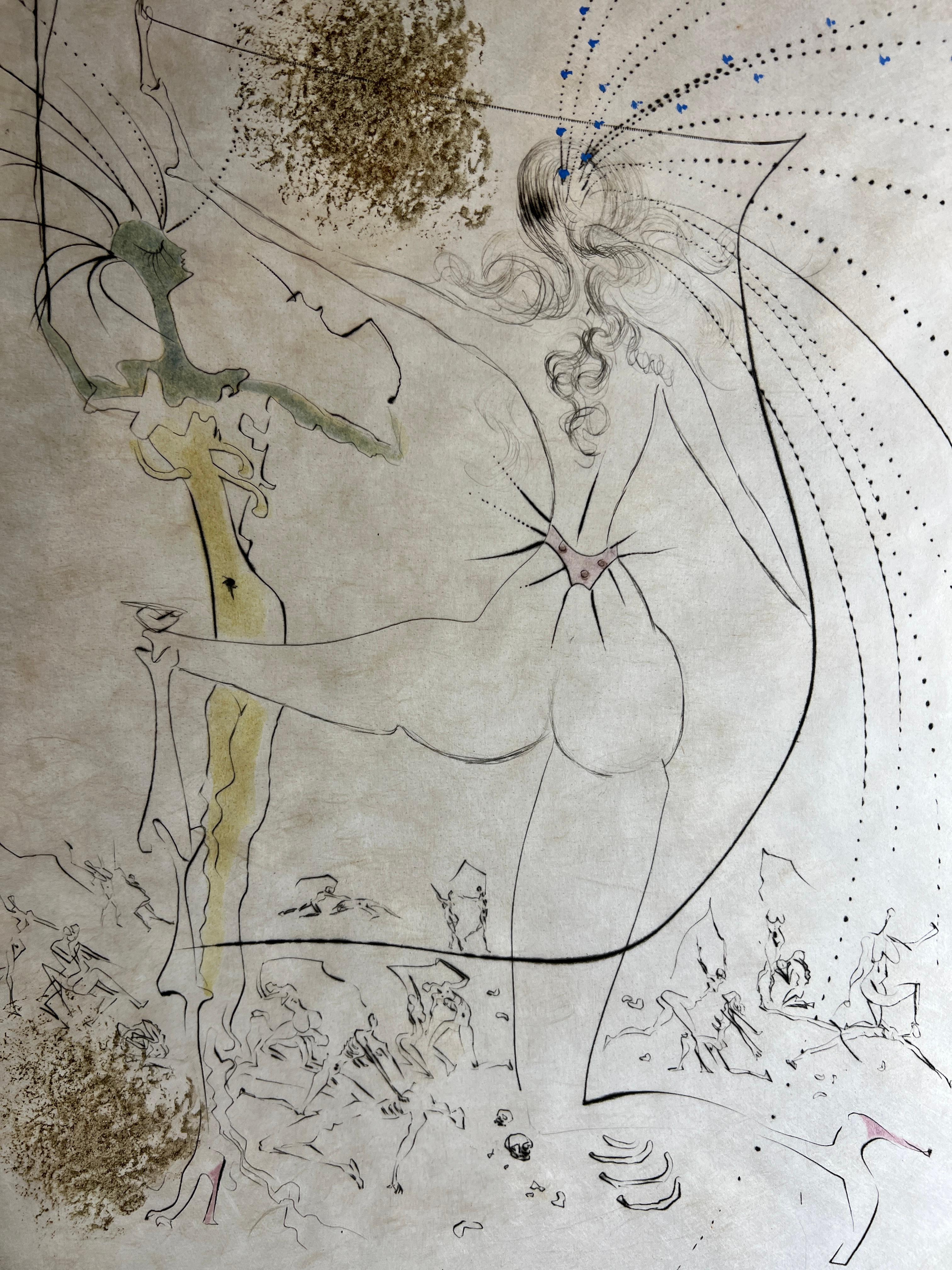Salvador Dalí  – Les Fesses piquantes – hand watercolored drypoint etching –1969 For Sale 11