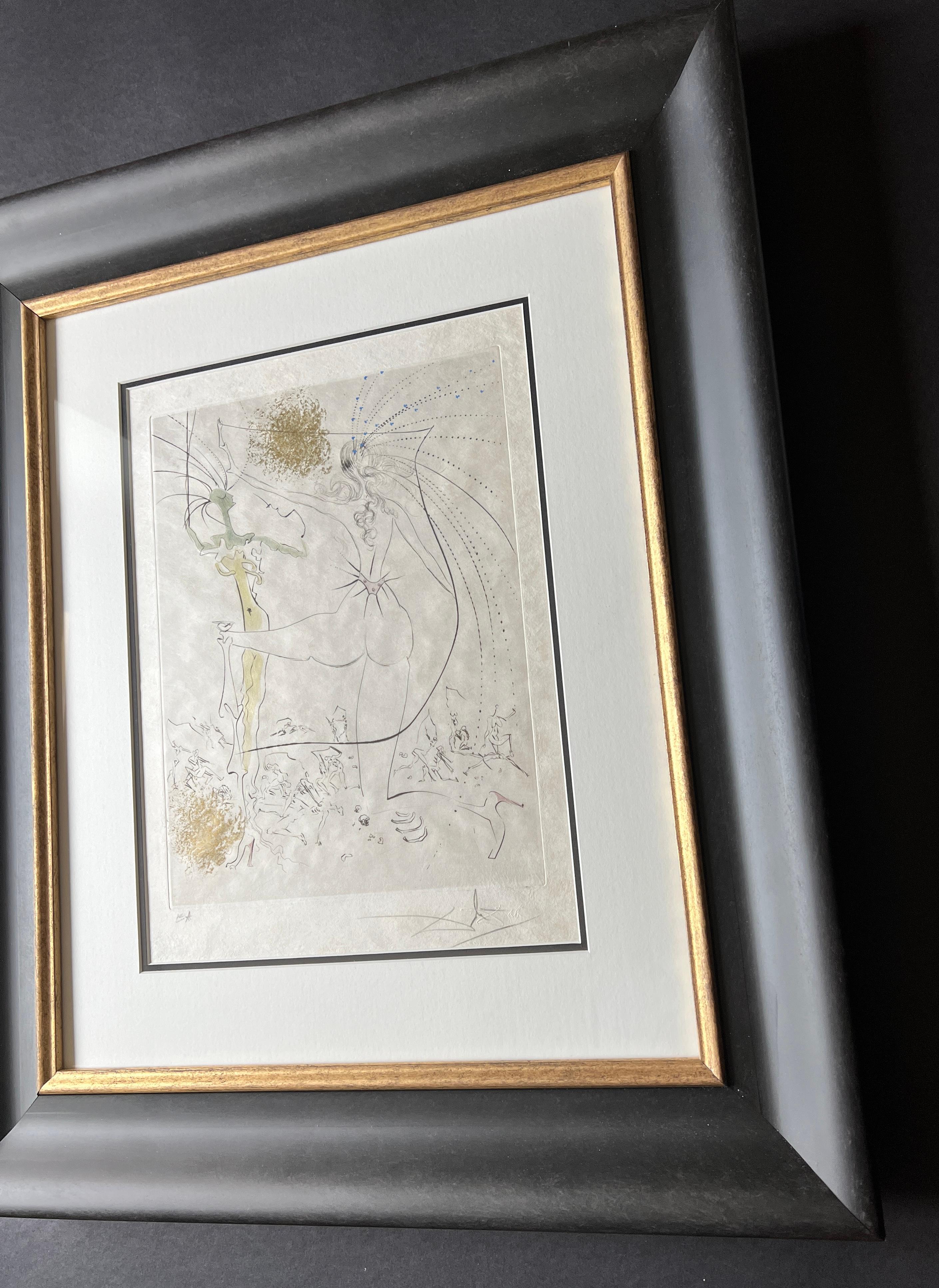 Salvador Dalí  – Les Fesses piquantes – hand watercolored drypoint etching –1969 For Sale 2