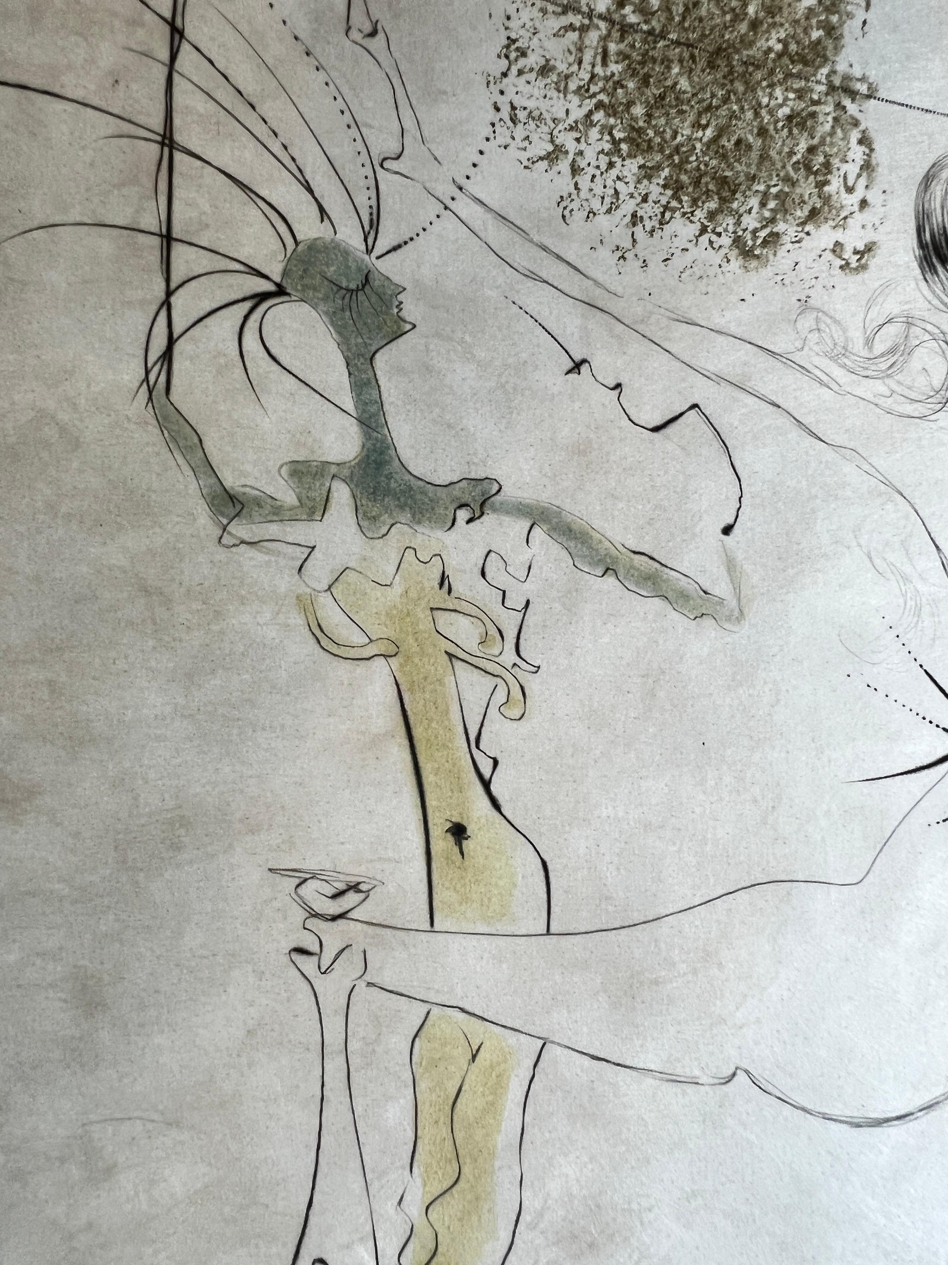 Salvador Dalí  - Les Fesses piquantes - gravure à la pointe sèche aquarellée à la main -1969 en vente 6