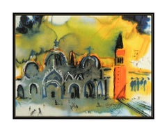 Salvador Dali Limoges Porcelain Plaque Place Saint Marc Venice Homage Signed Art